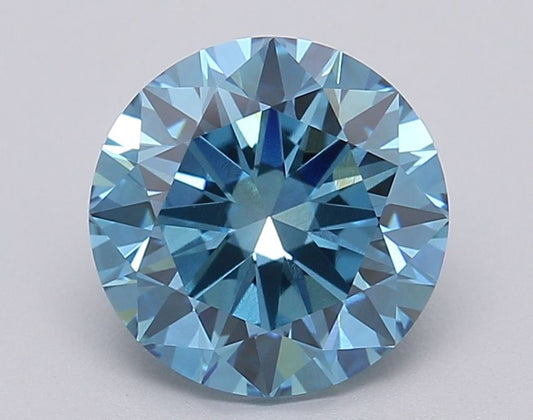 Lab-Grown Round Diamond - 2.02 Carats, Fancy Vivid Blue Color, VVS2 Clarity - Certified by IGI - Report Number: LG613349401