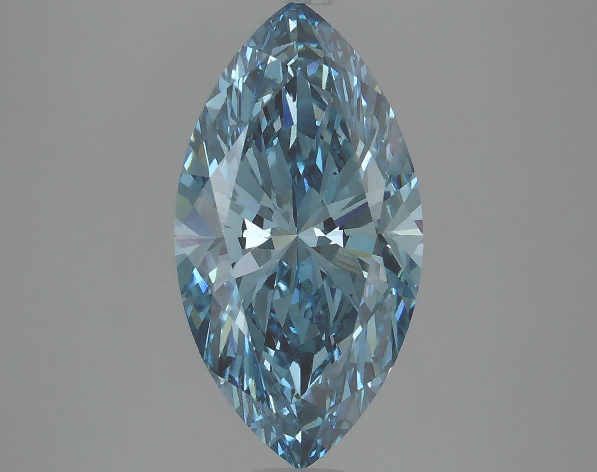 Lab-Grown Marquise Diamond - 3.98 Carats, Fancy Vivid Blue Color, VS1 Clarity - Certified by IGI - Report Number: LG625410196