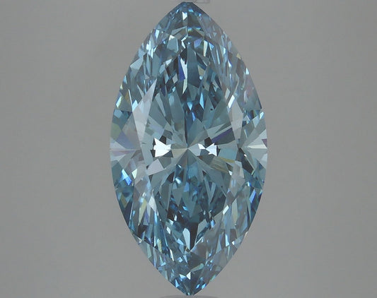 Lab-Grown Marquise Diamond - 3.98 Carats, Fancy Vivid Blue Color, VS1 Clarity - Certified by IGI - Report Number: LG625410196