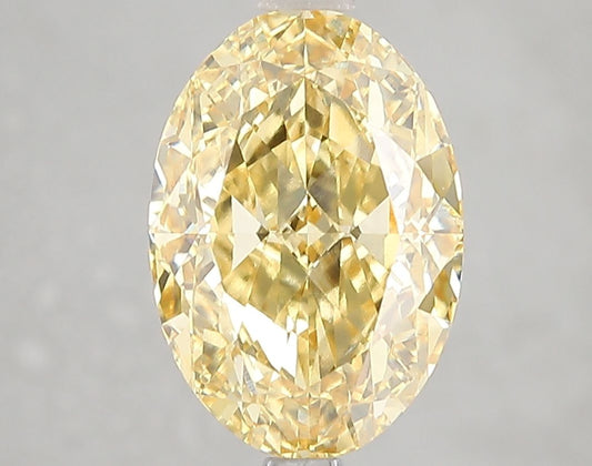 Lab-Grown Oval Diamond - 4.1 Carats, Fancy Vivid Yellow Color, VVS2 Clarity - Certified by IGI - Report Number: LG660453390