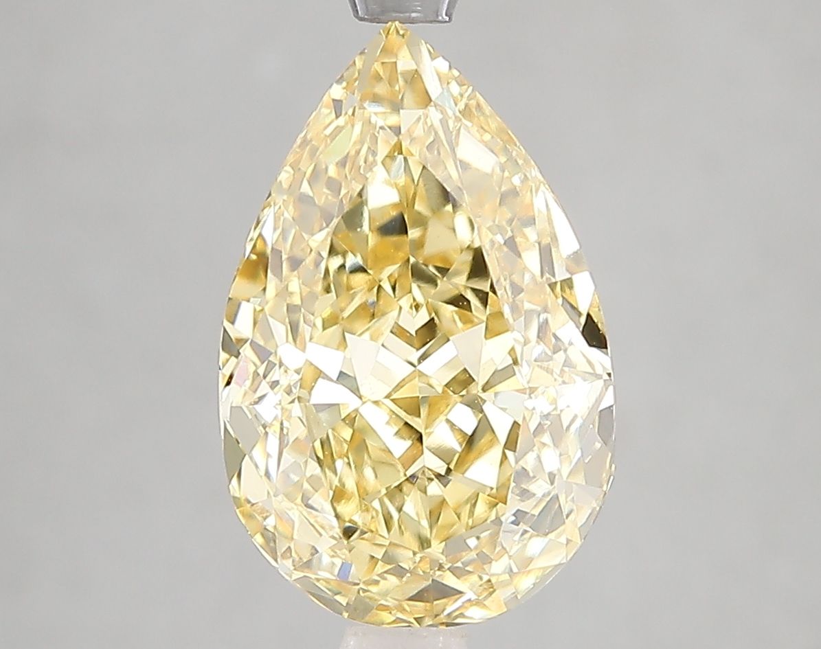 Lab-Grown Pear Diamond - 4.05 Carats, Fancy Yellow Color, VS1 Clarity - Certified by IGI - Report Number: LG660454508