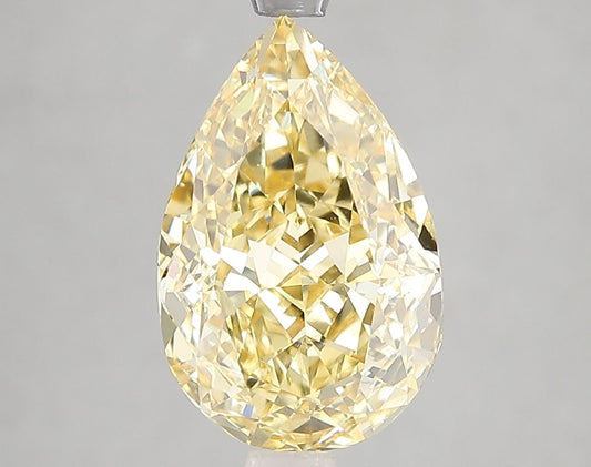 Lab-Grown Pear Diamond - 4.05 Carats, Fancy Yellow Color, VS1 Clarity - Certified by IGI - Report Number: LG660454508