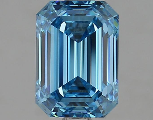 Lab-Grown Emerald Diamond - 2.01 Carats, Fancy Vivid Blue Color, VVS2 Clarity - Certified by IGI - Report Number: LG649494965