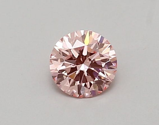 Lab-Grown Round Diamond - 0.44 Carats, Fancy Vivid Pink Color, VVS2 Clarity - Certified by IGI - Report Number: LG607316212