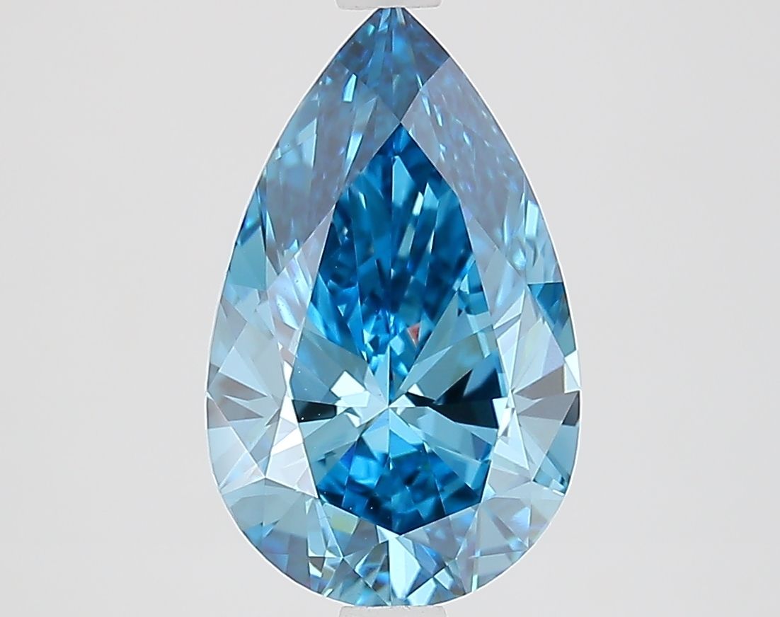 Lab-Grown Pear Diamond - 2.5 Carats, Fancy Vivid Blue Color, VS1 Clarity - Certified by IGI - Report Number: LG689558386