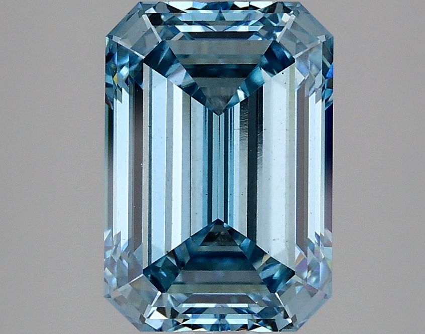 Lab-Grown Emerald Diamond - 2.98 Carats, Fancy Vivid Blue Color, VS1 Clarity - Certified by IGI - Report Number: LG634426762