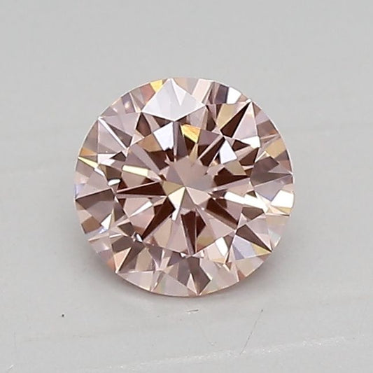 Lab-Grown Round Diamond - 0.55 Carats, Fancy Intense Pink Color, VVS2 Clarity - Certified by IGI - Report Number: LG607316213
