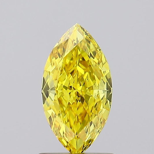 Lab-Grown Marquise Diamond - 1.22 Carats, Fancy Vivid Yellow Color, VS1 Clarity - Certified by IGI - Report Number: LG499117671