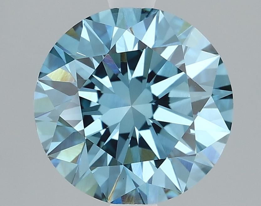 Lab-Grown Round Diamond - 2.1 Carats, Fancy Vivid Blue Color, VVS2 Clarity - Certified by IGI - Report Number: LG610317198