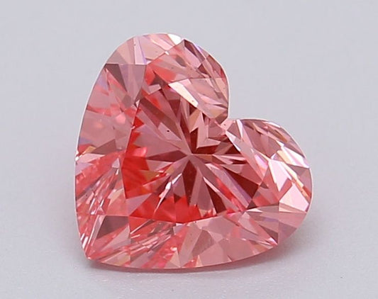 Lab-Grown Heart Diamond - 1.04 Carats, Fancy Vivid Pink Color, VS2 Clarity - Certified by IGI - Report Number: LG615367047