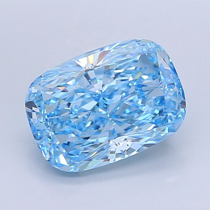 Lab-Grown Cushion Diamond - 5.0 Carats, Fancy Vivid Blue Color, VS2 Clarity - Certified by IGI - Report Number: LG652436855