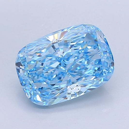 Lab-Grown Cushion Diamond - 5.0 Carats, Fancy Vivid Blue Color, VS2 Clarity - Certified by IGI - Report Number: LG652436855