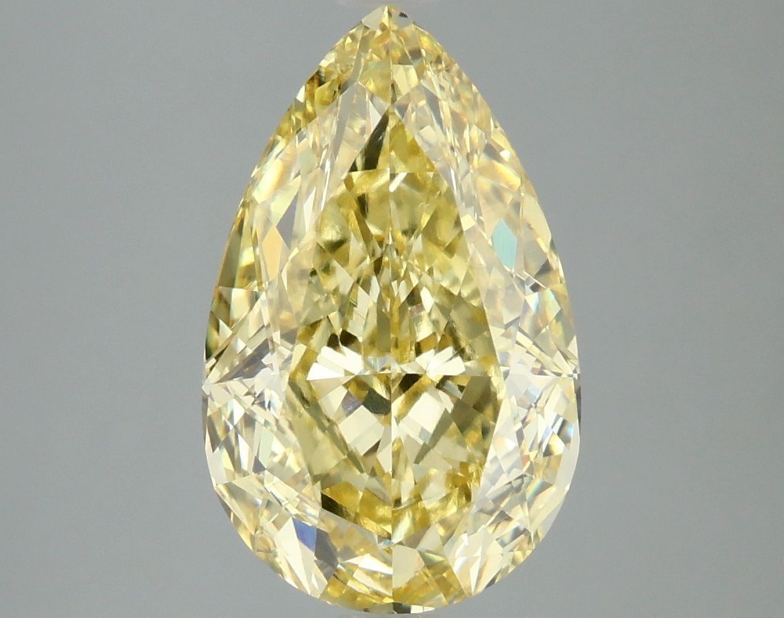 Lab-Grown Pear Diamond - 4.01 Carats, Fancy Vivid Yellow Color, VVS2 Clarity - Certified by IGI - Report Number: LG658479929