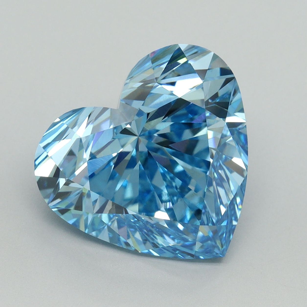 Lab-Grown Heart Diamond - 6.14 Carats, Fancy Vivid Blue Color, VVS2 Clarity - Certified by IGI - Report Number: LG641486741