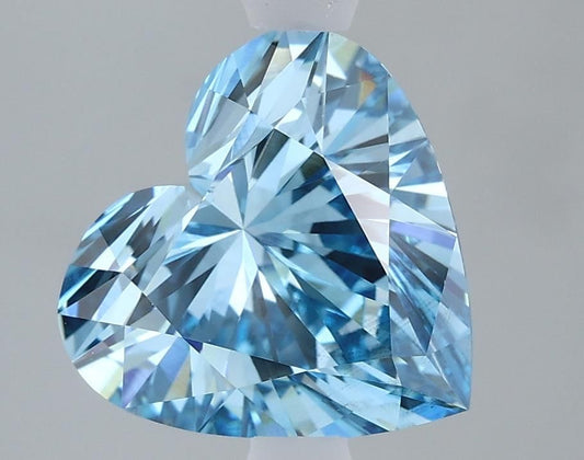 Lab-Grown Heart Diamond - 2.51 Carats, Fancy Vivid Blue Color, VS2 Clarity - Certified by IGI - Report Number: LG614395675