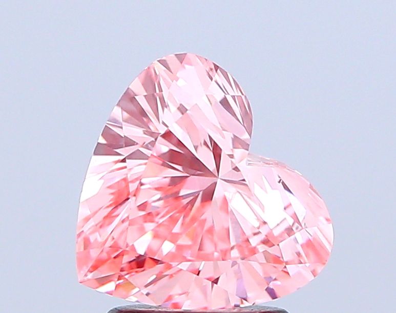 Lab-Grown Heart Diamond - 1.61 Carats, Fancy Vivid Pink Color, VS1 Clarity - Certified by IGI - Report Number: LG665421375
