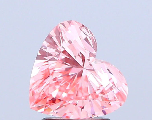 Lab-Grown Heart Diamond - 1.61 Carats, Fancy Vivid Pink Color, VS1 Clarity - Certified by IGI - Report Number: LG665421375