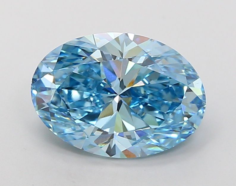 Lab-Grown Oval Diamond - 4.03 Carats, Fancy Vivid Blue Color, VS1 Clarity - Certified by IGI - Report Number: LG692540500