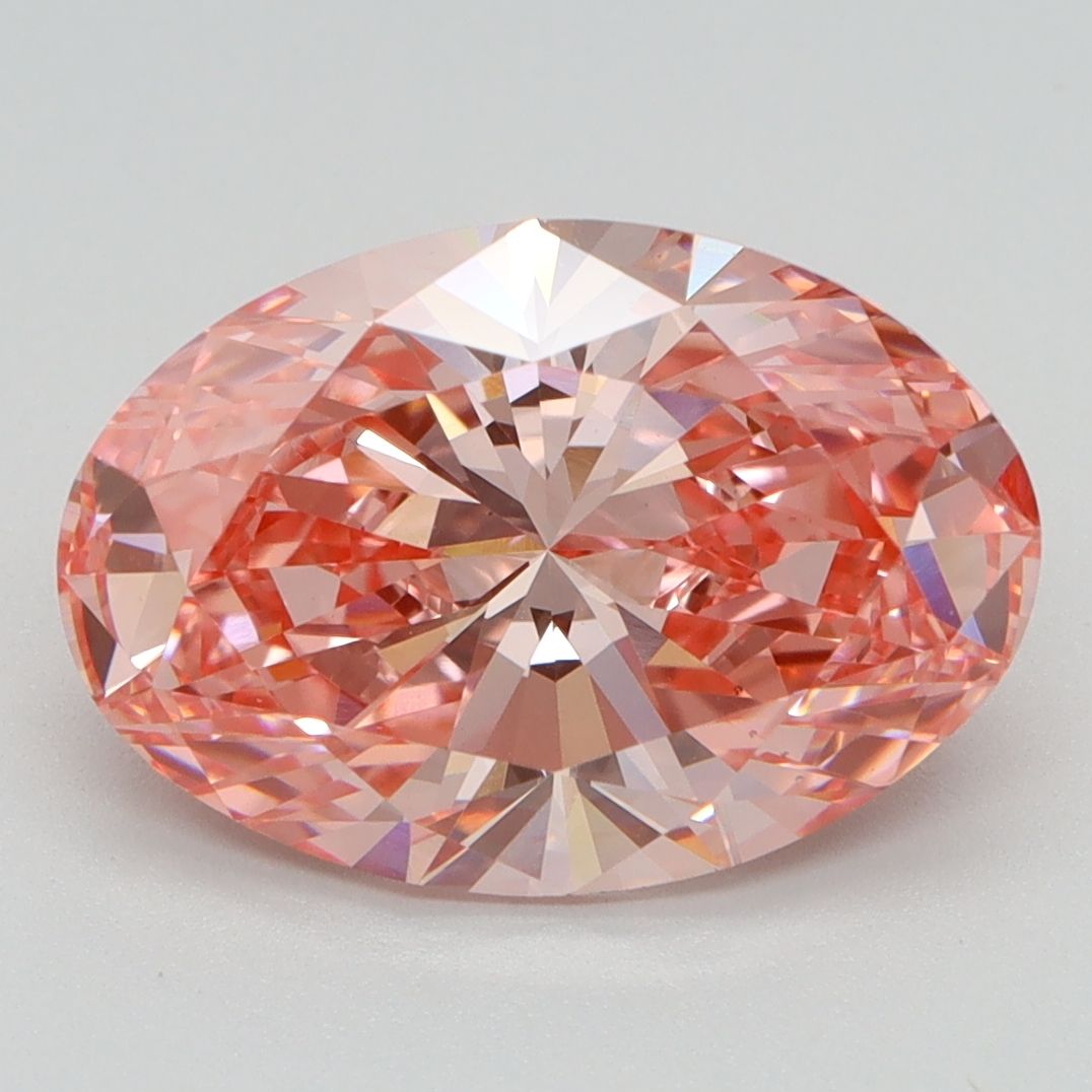 Lab-Grown Oval Diamond - 4.0 Carats, Fancy Vivid Pink Color, VS1 Clarity - Certified by IGI - Report Number: LG621475854