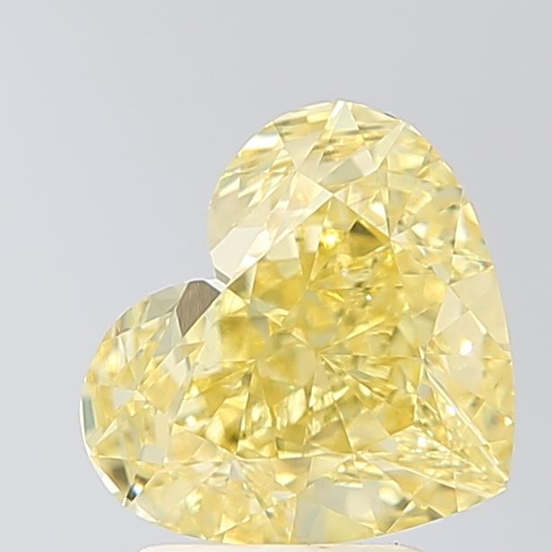 Lab-Grown Heart Diamond - 3.04 Carats, Fancy Vivid Yellow Color, VVS2 Clarity - Certified by IGI - Report Number: LG678574641