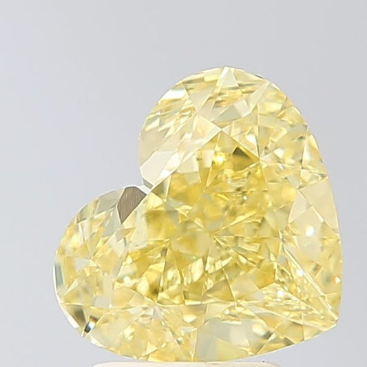 Lab-Grown Heart Diamond - 3.04 Carats, Fancy Vivid Yellow Color, VVS2 Clarity - Certified by IGI - Report Number: LG678574641