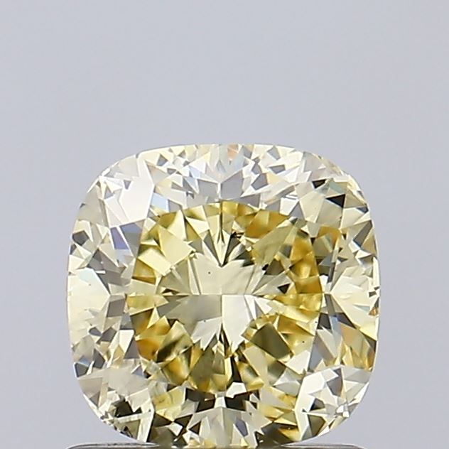 Lab-Grown Cushion Diamond - 1.01 Carats, Fancy Intense Yellow Color, VS1 Clarity - Certified by IGI - Report Number: LG671426411