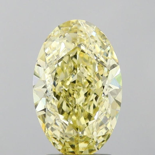 Lab-Grown Oval Diamond - 2.48 Carats, Fancy Intense Yellow Color, VVS2 Clarity - Certified by IGI - Report Number: LG680560336