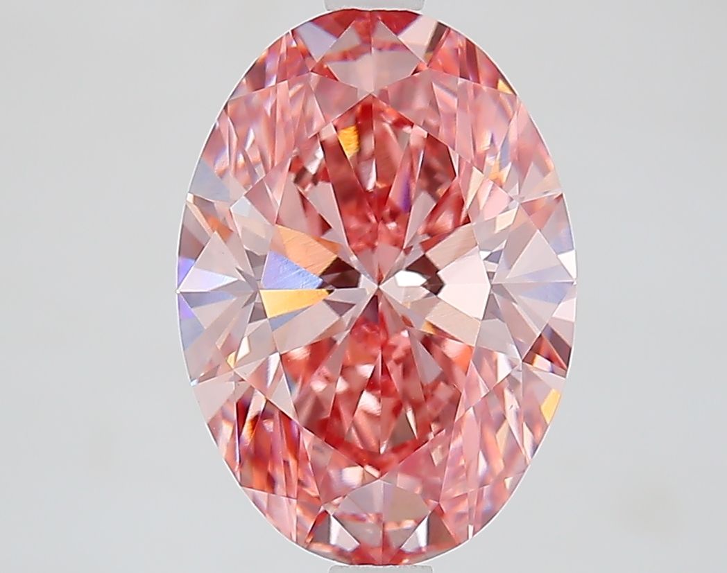 Lab-Grown Oval Diamond - 3.5 Carats, Fancy Vivid Brownish Pink Color, VVS2 Clarity - Certified by IGI - Report Number: LG646453716