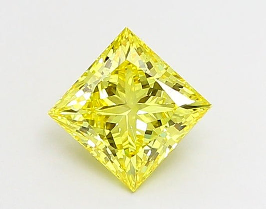 Lab-Grown Princess Diamond - 1.52 Carats, Fancy Vivid Yellow Color, VVS2 Clarity - Certified by IGI - Report Number: LG680546411