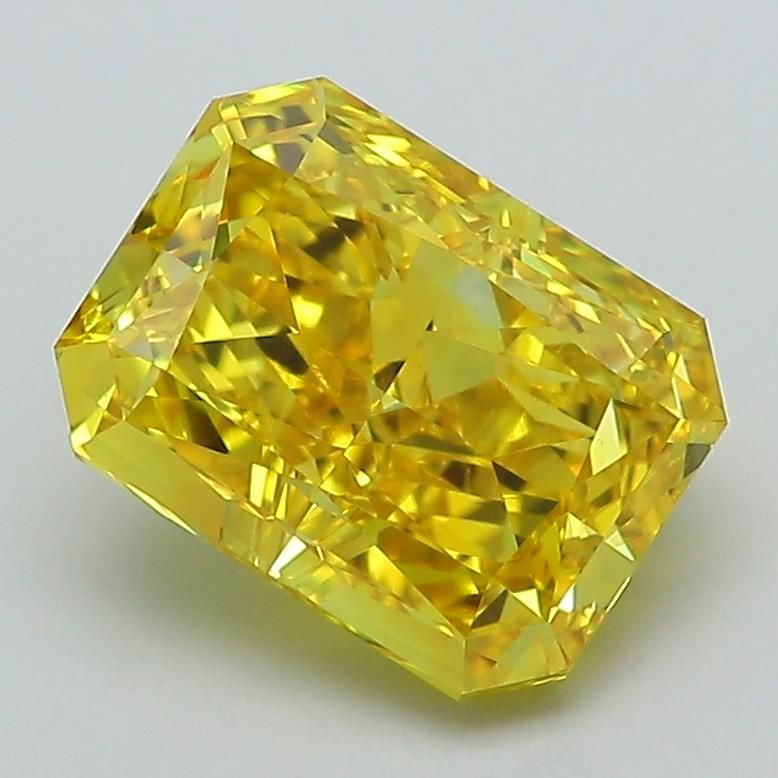 Lab-Grown Radiant Diamond - 2.49 Carats, Fancy Vivid Yellow Color, VVS2 Clarity - Certified by IGI - Report Number: LG591363264