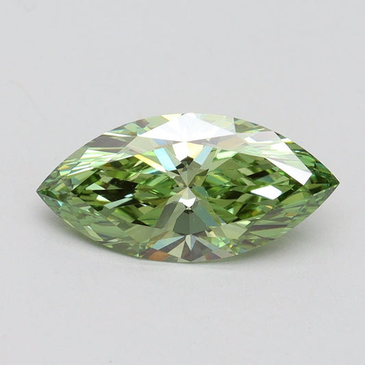 Lab-Grown Marquise Diamond - 1.58 Carats, Fancy Vivid Green Color, VVS2 Clarity - Certified by IGI - Report Number: LG611366559