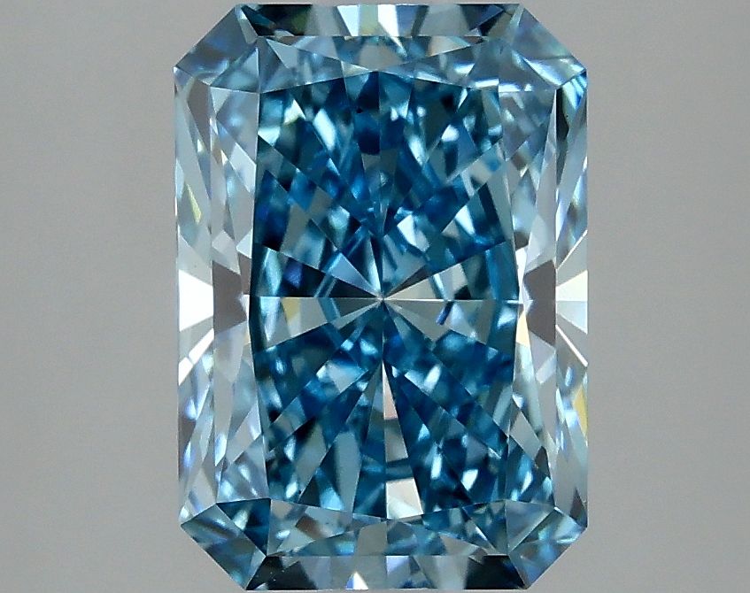 Lab-Grown Radiant Diamond - 2.5 Carats, Fancy Vivid Blue Color, VS1 Clarity - Certified by IGI - Report Number: LG635401361
