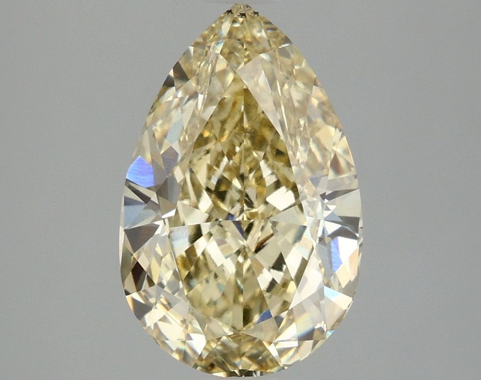 Lab-Grown Pear Diamond - 2.96 Carats, Fancy Intense Yellow Color, VS2 Clarity - Certified by IGI - Report Number: LG662416025