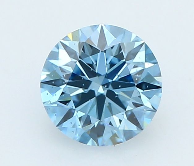 Lab-Grown Round Diamond - 0.38 Carats, Fancy Vivid Blue Color, SI2 Clarity - Certified by IGI - Report Number: LG663402306