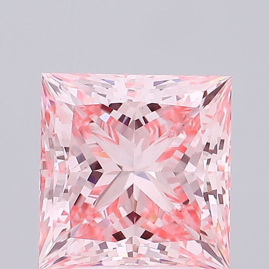 Lab-Grown Princess Diamond - 3.6 Carats, Fancy Vivid Pink Color, VS1 Clarity - Certified by IGI - Report Number: LG678526333