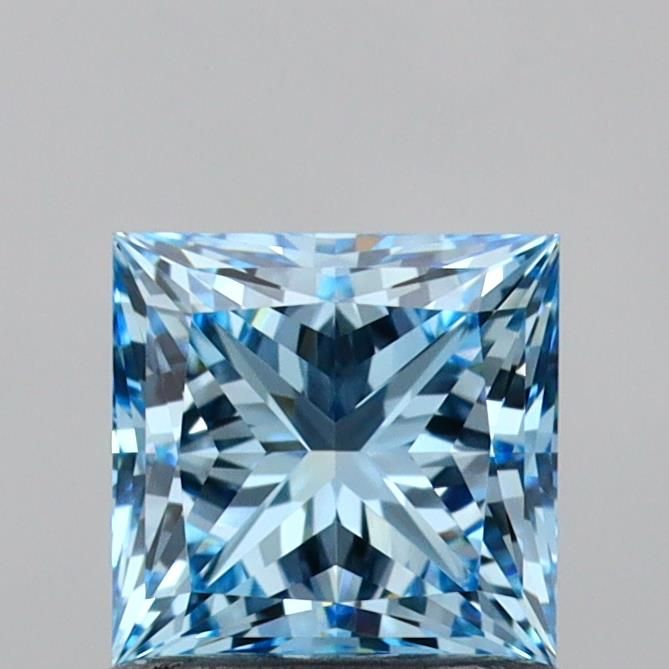 Lab-Grown Princess Diamond - 1.01 Carats, Fancy Vivid Blue Color, VVS2 Clarity - Certified by IGI - Report Number: LG632480008