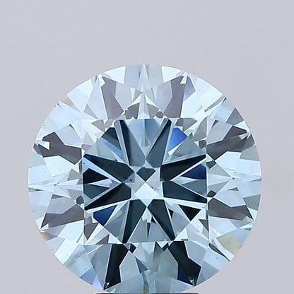 Lab-Grown Round Diamond - 6.01 Carats, Fancy Vivid Blue Color, VS2 Clarity - Certified by IGI - Report Number: LG681571688
