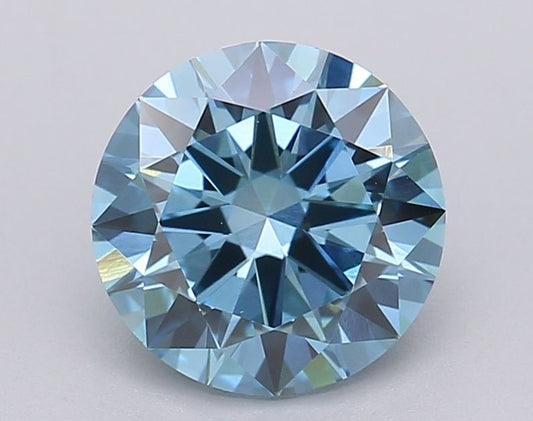 Lab-Grown Round Diamond - 1.48 Carats, Fancy Vivid Blue Color, VVS2 Clarity - Certified by IGI - Report Number: LG618485728