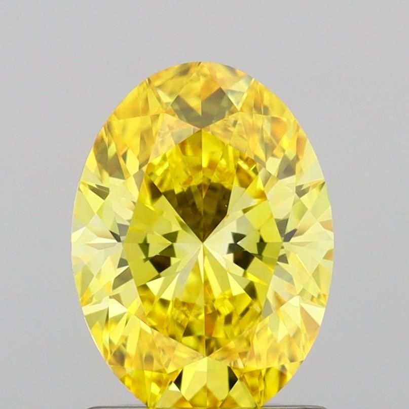 Lab-Grown Oval Diamond - 1.03 Carats, Fancy Vivid Yellow Color, VVS2 Clarity - Certified by IGI - Report Number: LG691540000