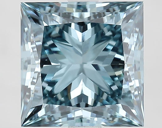Lab-Grown Princess Diamond - 3.2 Carats, Fancy Vivid Blue Color, VS1 Clarity - Certified by IGI - Report Number: LG674550493