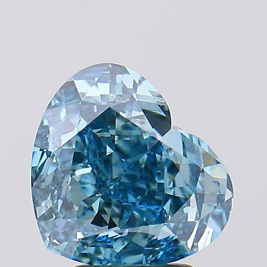 Lab-Grown Heart Diamond - 3.51 Carats, Fancy Vivid Blue Color, VVS2 Clarity - Certified by IGI - Report Number: LG632445697