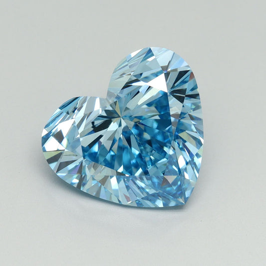 Lab-Grown Heart Diamond - 7.05 Carats, Fancy Vivid Blue Color, VS1 Clarity - Certified by IGI - Report Number: LG648436376