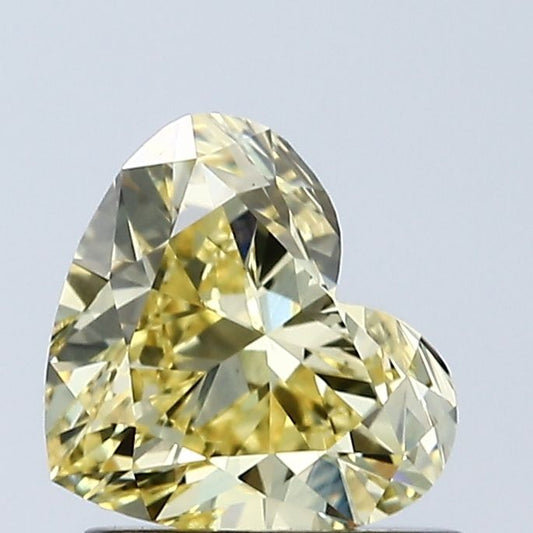 Lab-Grown Heart Diamond - 1.0 Carats, Fancy Intense Yellow Color, VS2 Clarity - Certified by IGI - Report Number: LG679512094
