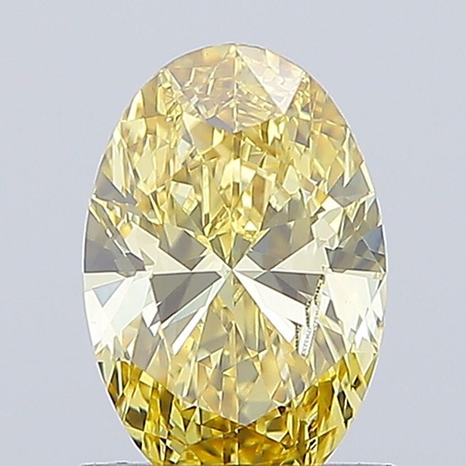Lab-Grown Oval Diamond - 1.0 Carats, Fancy Intense Yellow Color, VVS2 Clarity - Certified by IGI - Report Number: LG671452301