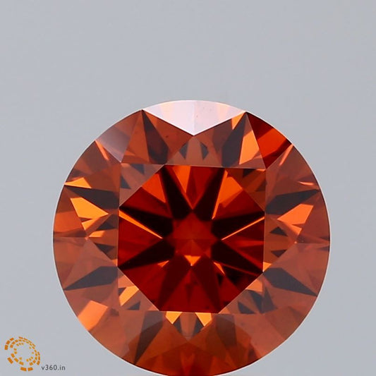 Lab-Grown Round Diamond - 3.6 Carats, Fancy Vivid Orange Color, VS2 Clarity - Certified by IGI - Report Number: LG617458355