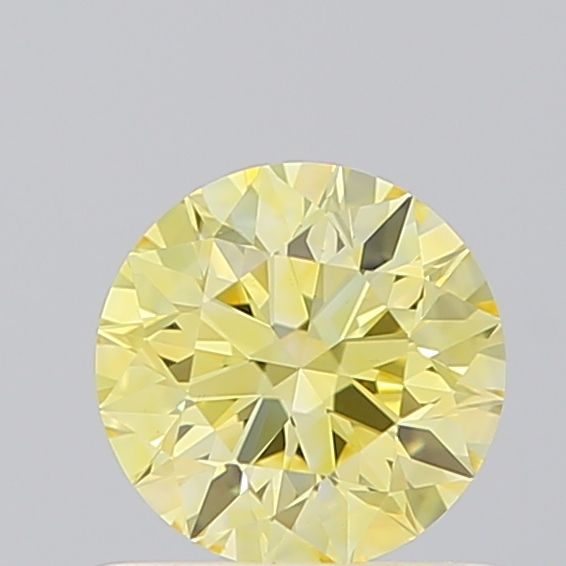 Lab-Grown Round Diamond - 0.6 Carats, Fancy Vivid Yellow Color, VS1 Clarity - Certified by IGI - Report Number: LG674546510