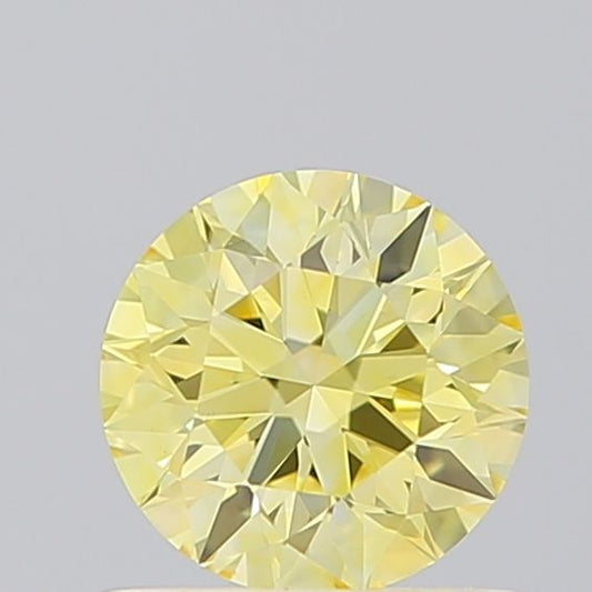 Lab-Grown Round Diamond - 0.6 Carats, Fancy Vivid Yellow Color, VS1 Clarity - Certified by IGI - Report Number: LG674546510