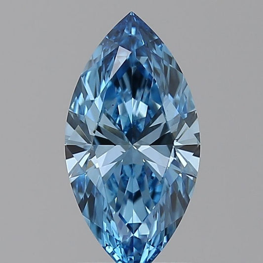 Lab-Grown Marquise Diamond - 1.15 Carats, Fancy Vivid Blue Color, VS1 Clarity - Certified by IGI - Report Number: LG591358313