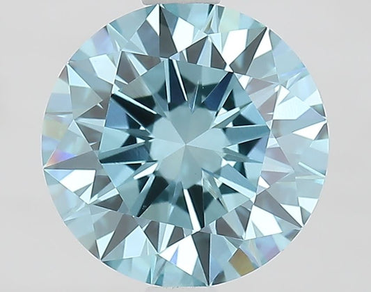 Lab-Grown Round Diamond - 2.02 Carats, Fancy Vivid Blue Color, VVS2 Clarity - Certified by IGI - Report Number: LG675530191