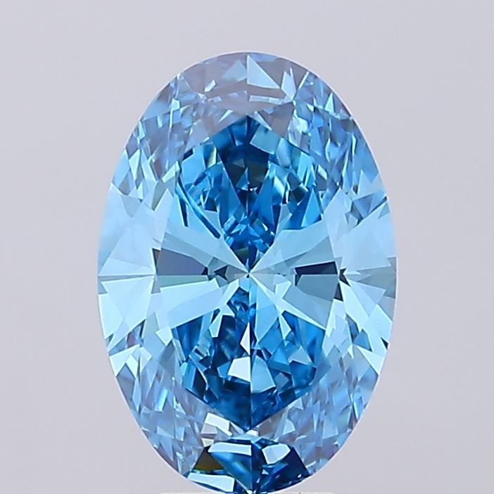 Lab-Grown Oval Diamond - 6.02 Carats, Fancy Vivid Blue Color, VS1 Clarity - Certified by IGI - Report Number: LG675533990